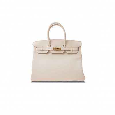 HERMES MASTER BIRKIN 35 TOGO LEATHER MILKSHAKE PLATINUM BUCKLE BAG BK3510TGGP (35*28*18cm)